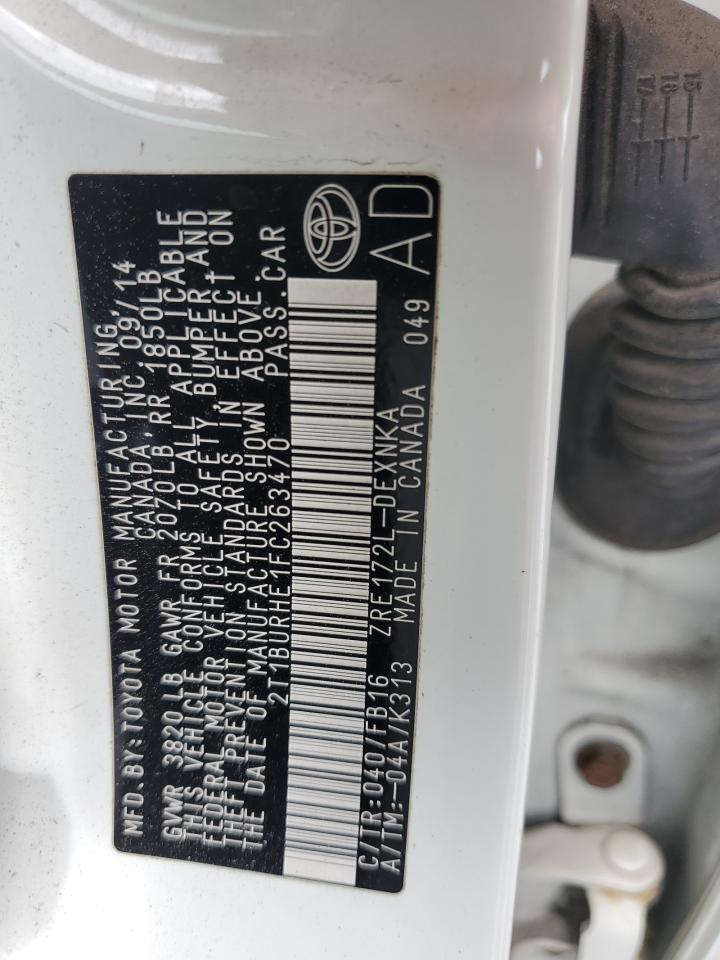 2015 Toyota Corolla L VIN: 2T1BURHE1FC263470 Lot: 57782605