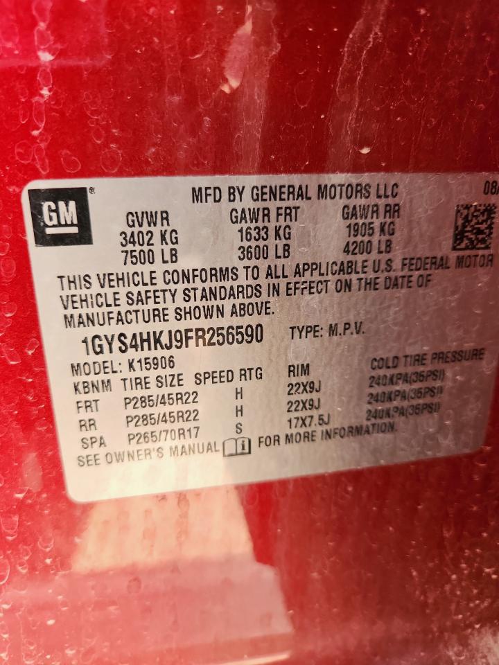 2015 Cadillac Escalade Esv Luxury VIN: 1GYS4HKJ9FR256590 Lot: 61215385