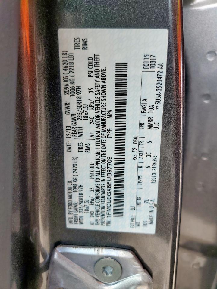 2013 Ford Escape Se VIN: 1FMCU0GX8EUB97709 Lot: 62650055