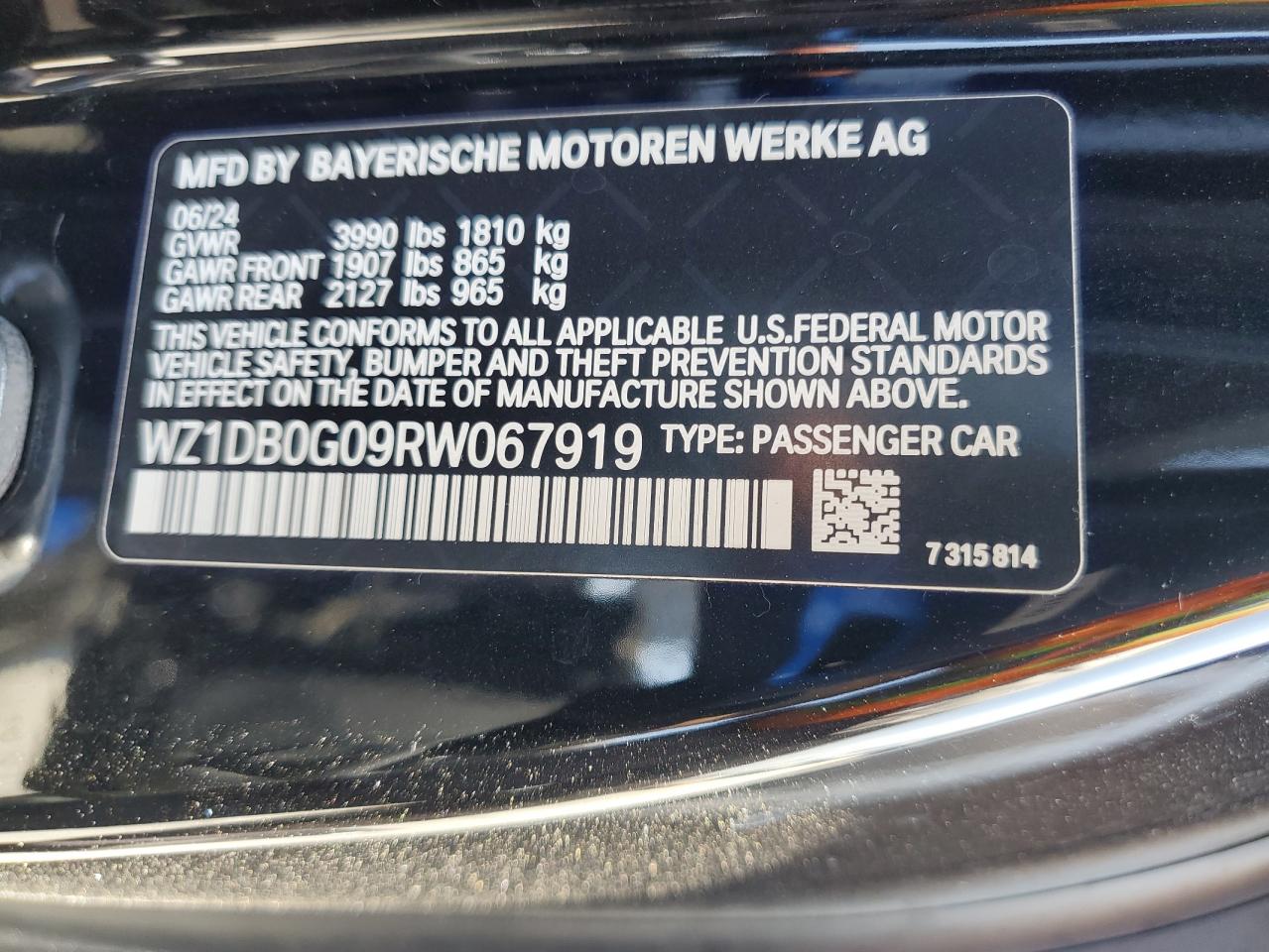 2024 Toyota Supra Base VIN: WZ1DB0G09RW067919 Lot: 60362925