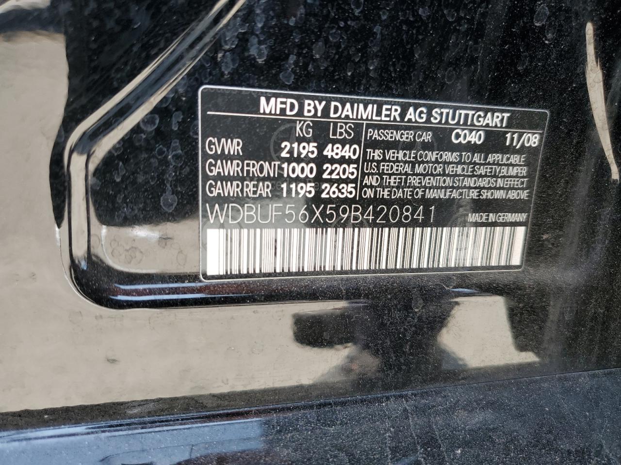 MERCEDES-BENZ E-CLASS 2009 VIN WDBUF56X59B420841 photo 12