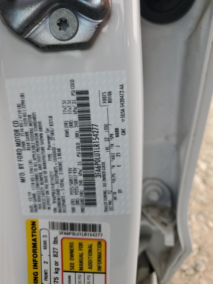 2020 Ford Fusion Se VIN: 3FA6P0LU1LR154277 Lot: 58934915