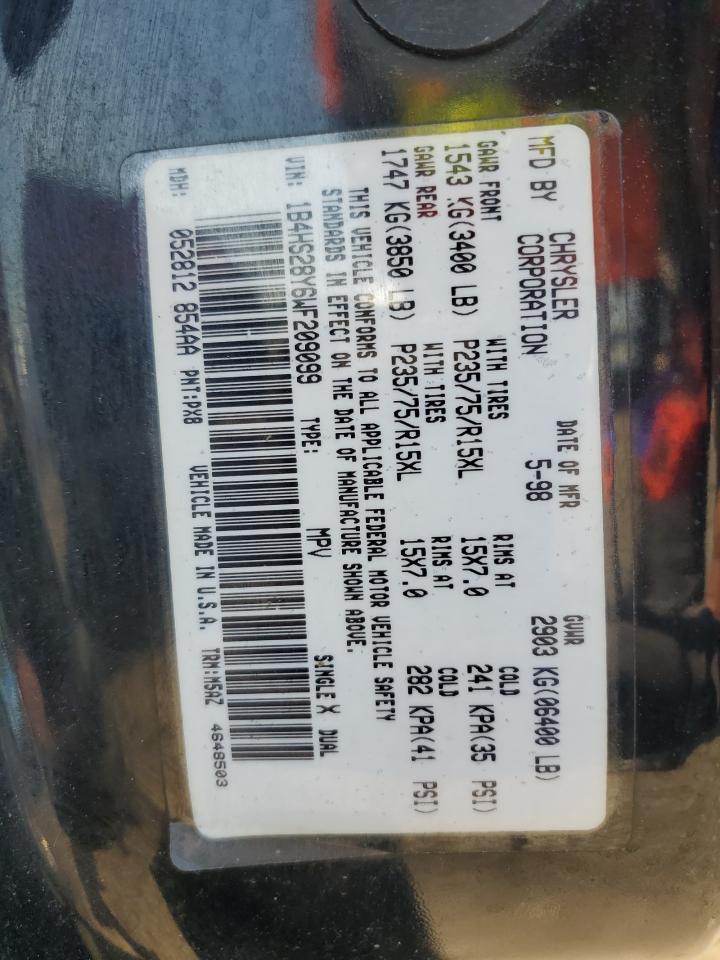 1998 Dodge Durango VIN: 1B4HS28Y6WF209099 Lot: 62510765