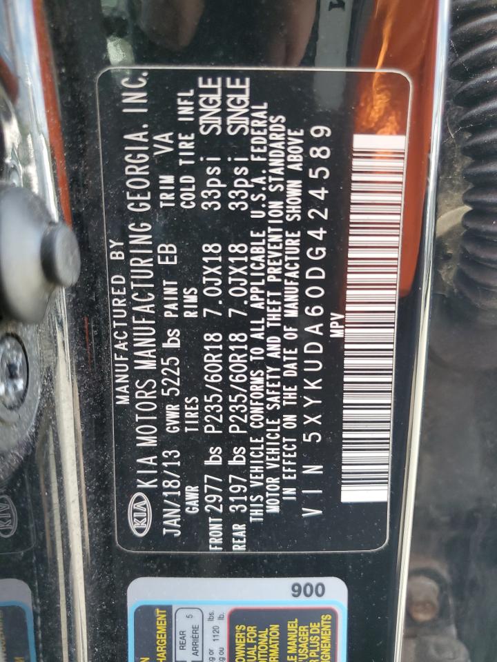 2013 Kia Sorento Ex VIN: 5XYKUDA60DG424589 Lot: 62108615