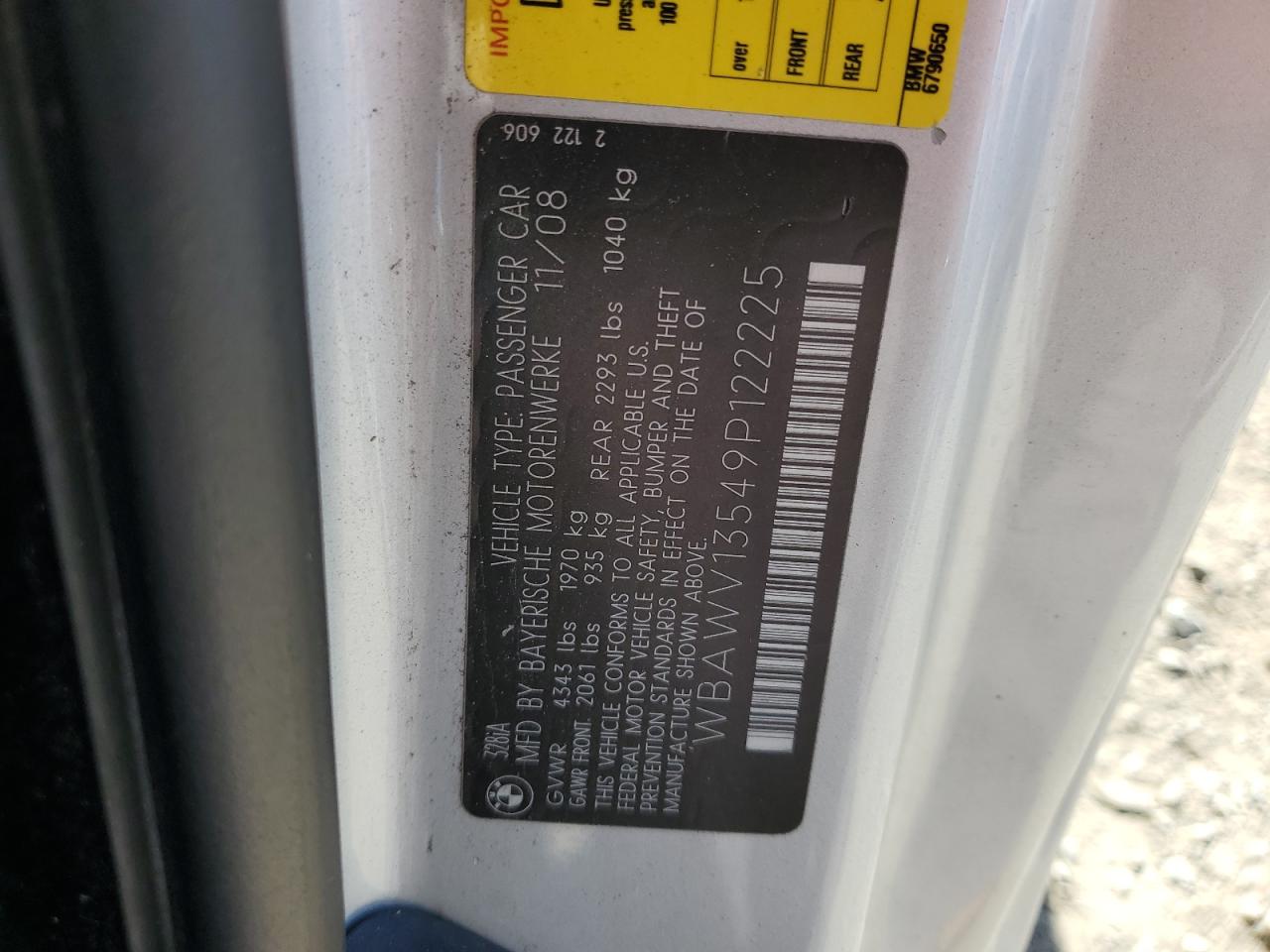 2009 BMW 328 I Sulev VIN: WBAWV13549P122225 Lot: 63093875