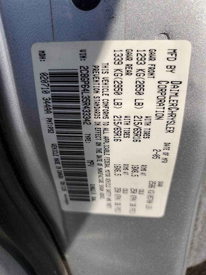2005 Chrysler Town & Country Limited VIN: 2C8GP64L35R433342 Lot: 61472255