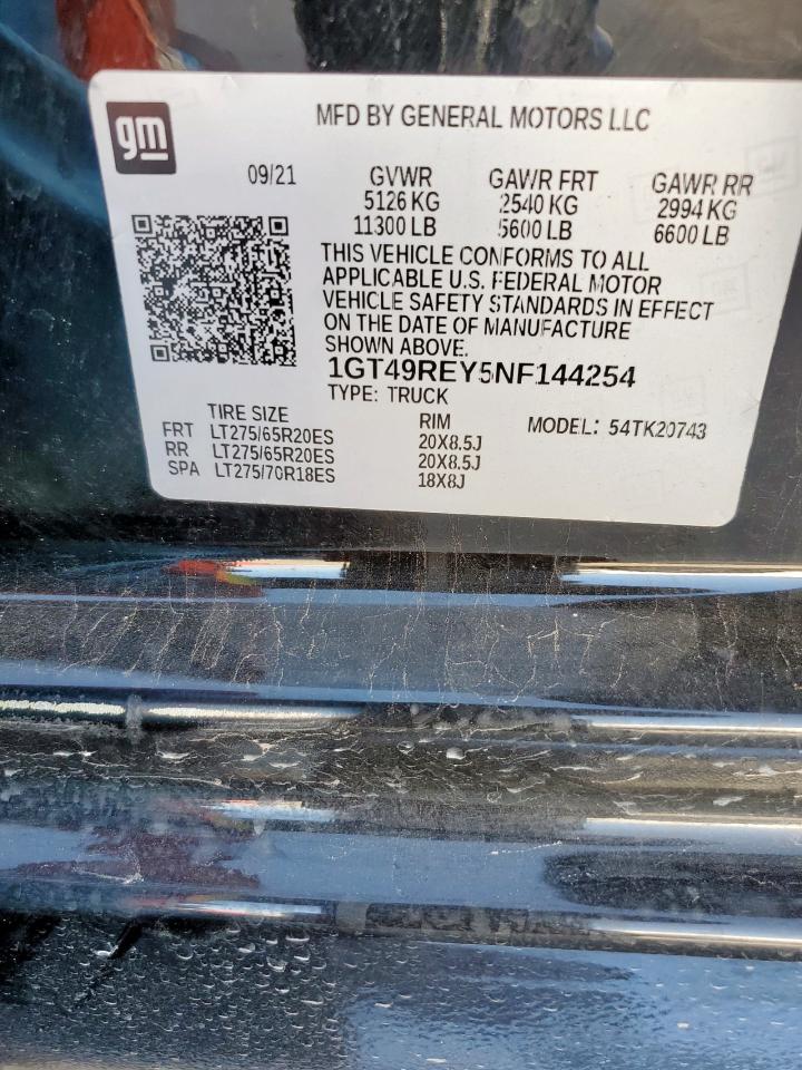 2022 GMC Sierra K2500 Denali VIN: 1GT49REY5NF144254 Lot: 62140695
