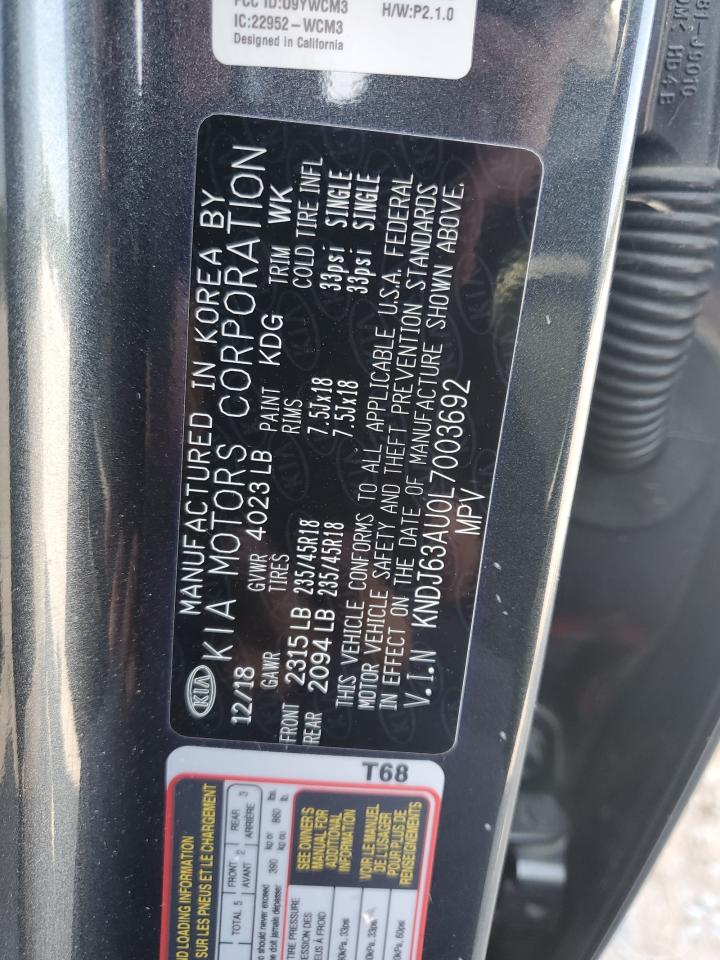 2020 Kia Soul Gt Line VIN: KNDJ63AU0L7003692 Lot: 63015435