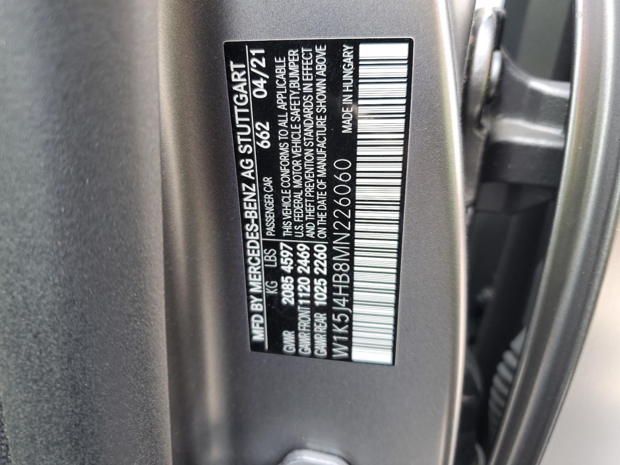 2021 Mercedes-Benz Cla 250 4Matic VIN: W1K5J4HB8MN226060 Lot: 60136875