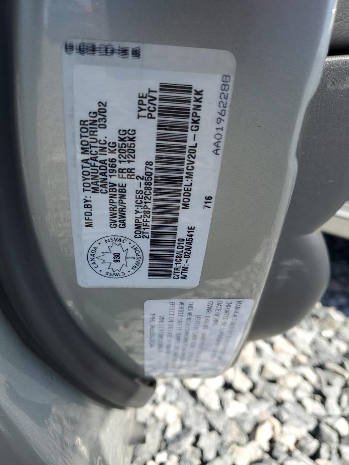 2002 Toyota Camry Solara Se VIN: 2T1FF28P12C885078 Lot: 61082405
