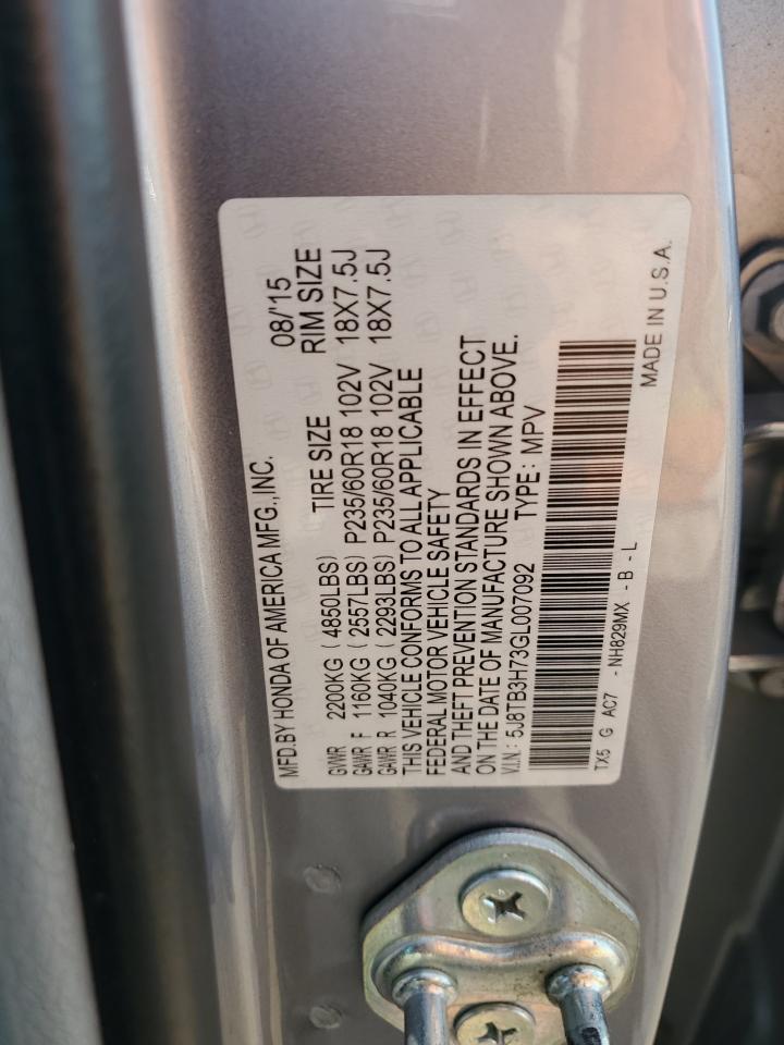 2016 Acura Rdx Advance VIN: 5J8TB3H73GL007092 Lot: 59479565