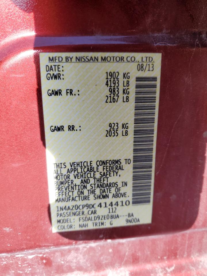 2013 Nissan Leaf S VIN: 1N4AZ0CP9DC414410 Lot: 62361365