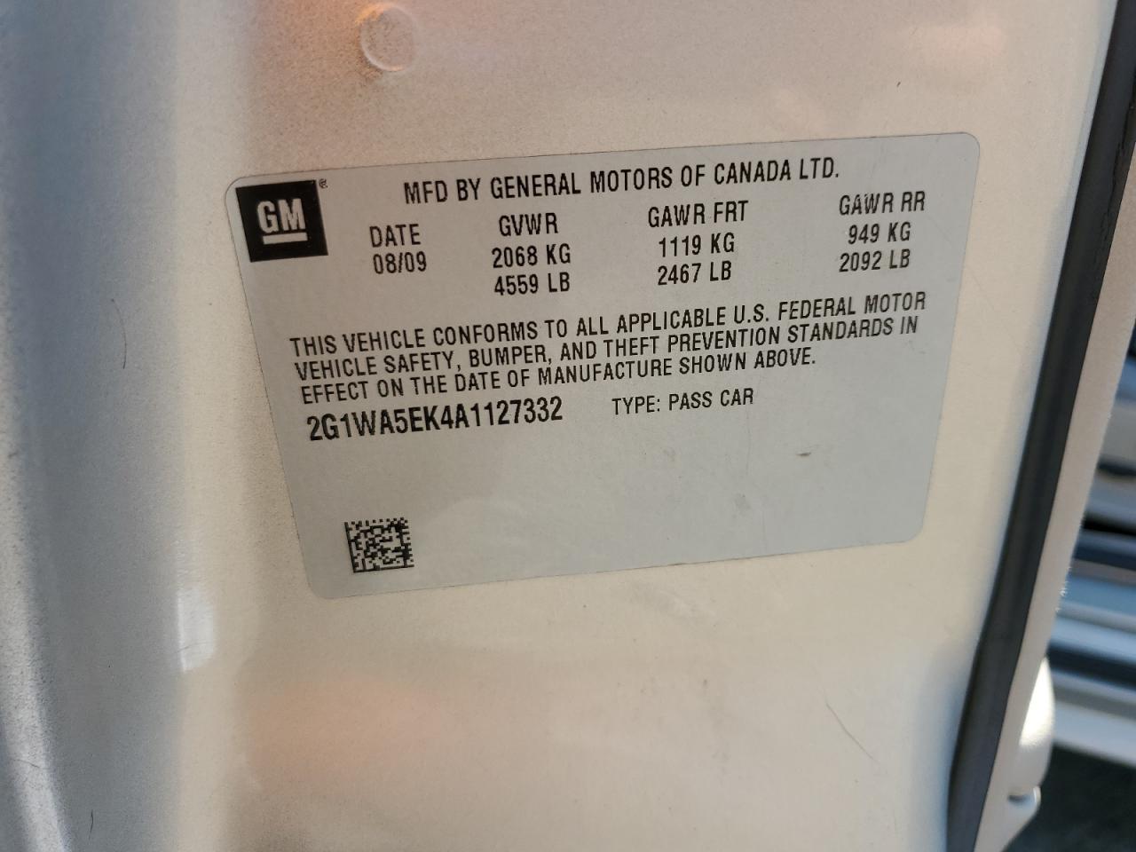 2010 Chevrolet Impala Ls VIN: 2G1WA5EK4A1127332 Lot: 60280295