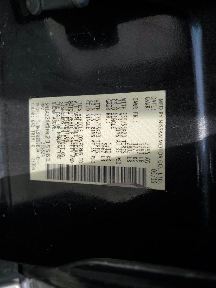 2015 Nissan Murano S VIN: 5N1AZ2MH0FN235561 Lot: 60838045
