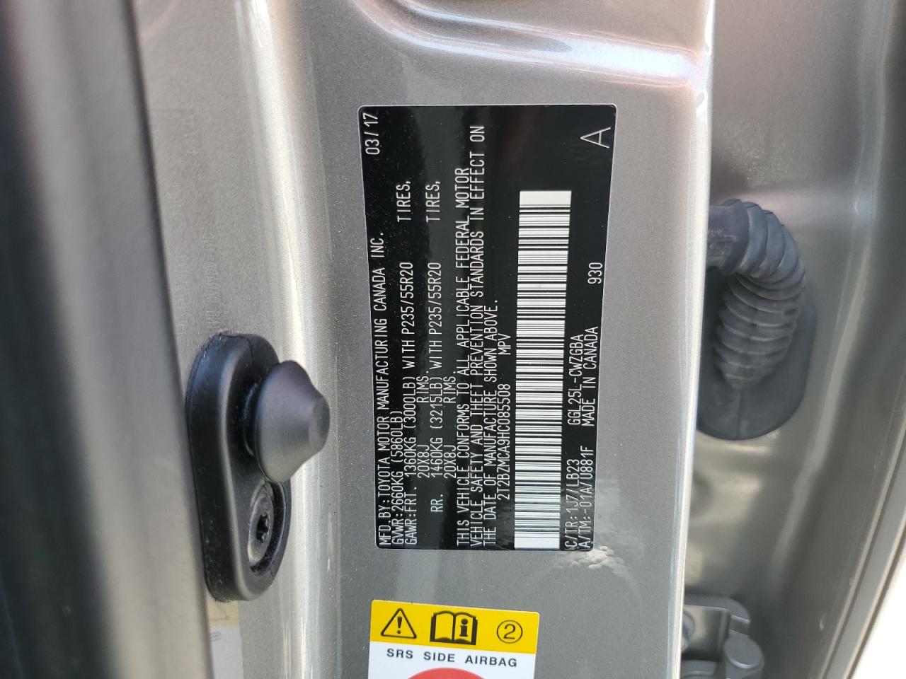 2017 Lexus Rx 350 Base VIN: 2T2BZMCA9HC085508 Lot: 59807195