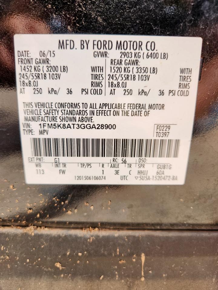 2016 Ford Explorer Police Interceptor VIN: 1FM5K8AT3GGA28900 Lot: 62165775