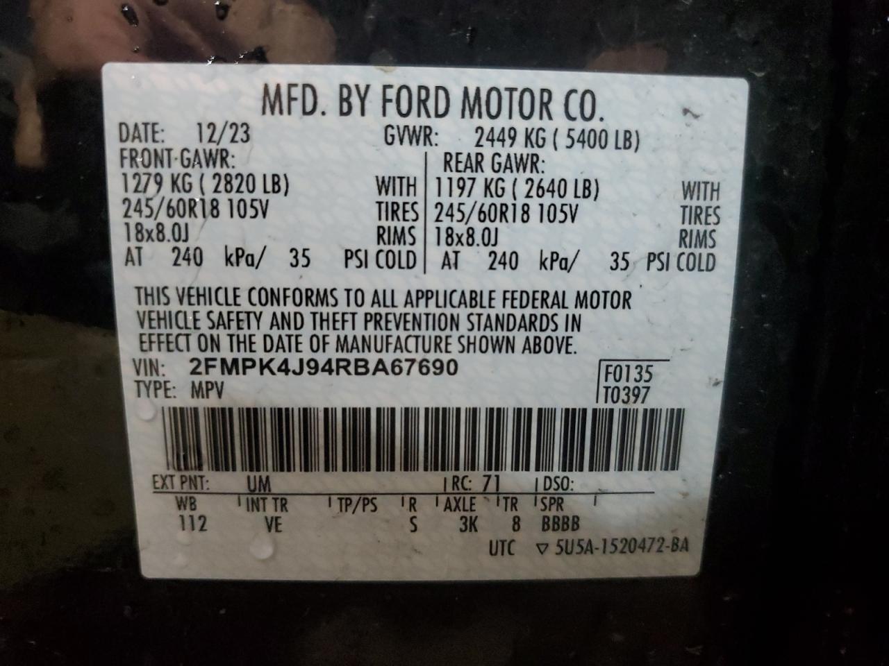 2FMPK4J94RBA67690 FORD EDGE 2024