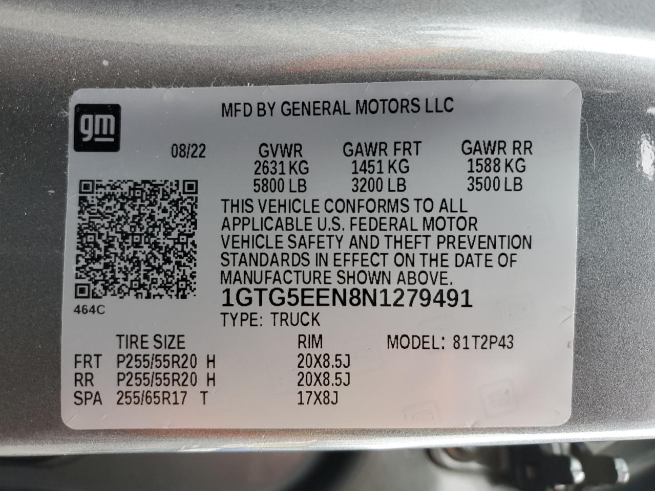 2022 GMC Canyon Denali VIN: 1GTG5EEN8N1279491 Lot: 60512415