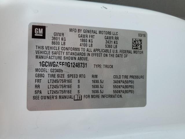2016 CHEVROLET EXPRESS G2500   