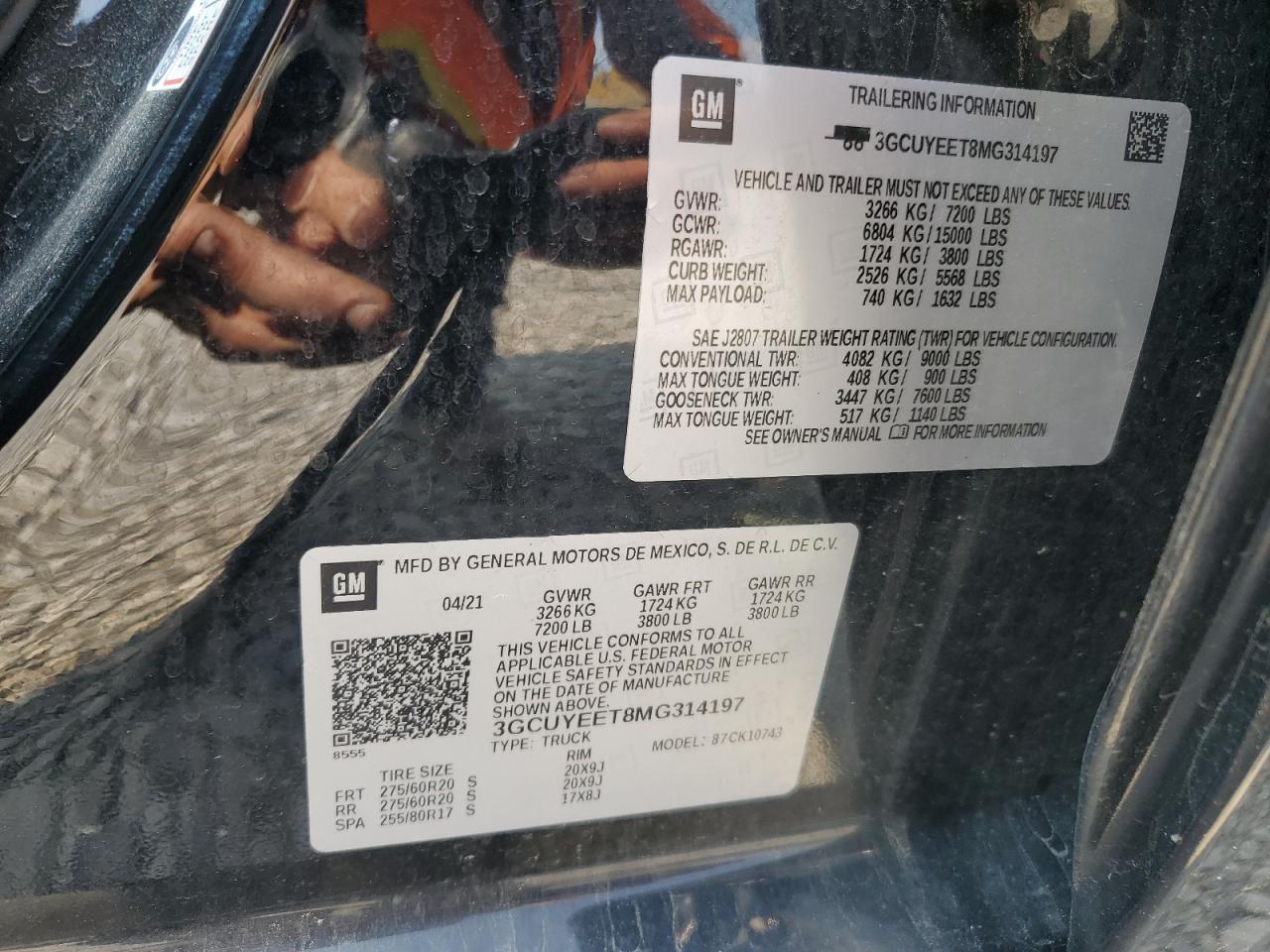 3GCUYEET8MG314197 CHEVROLET ALL Models 2021