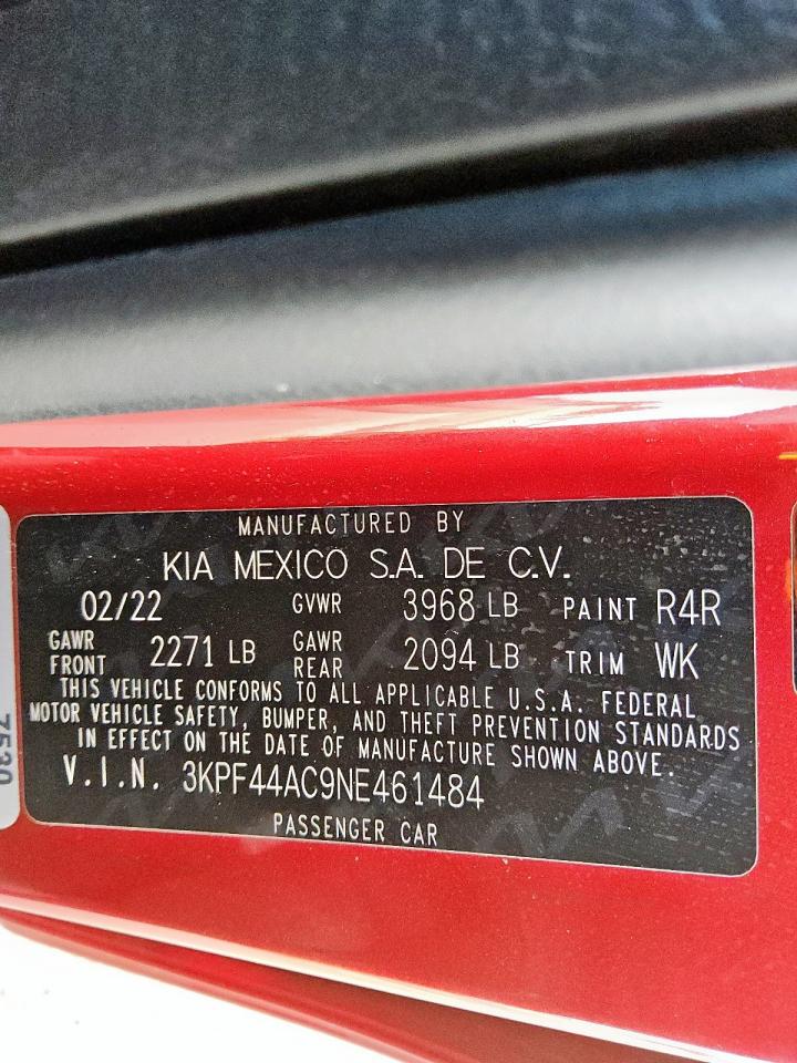 3KPF44AC9NE461484 KIA FORTE 2022