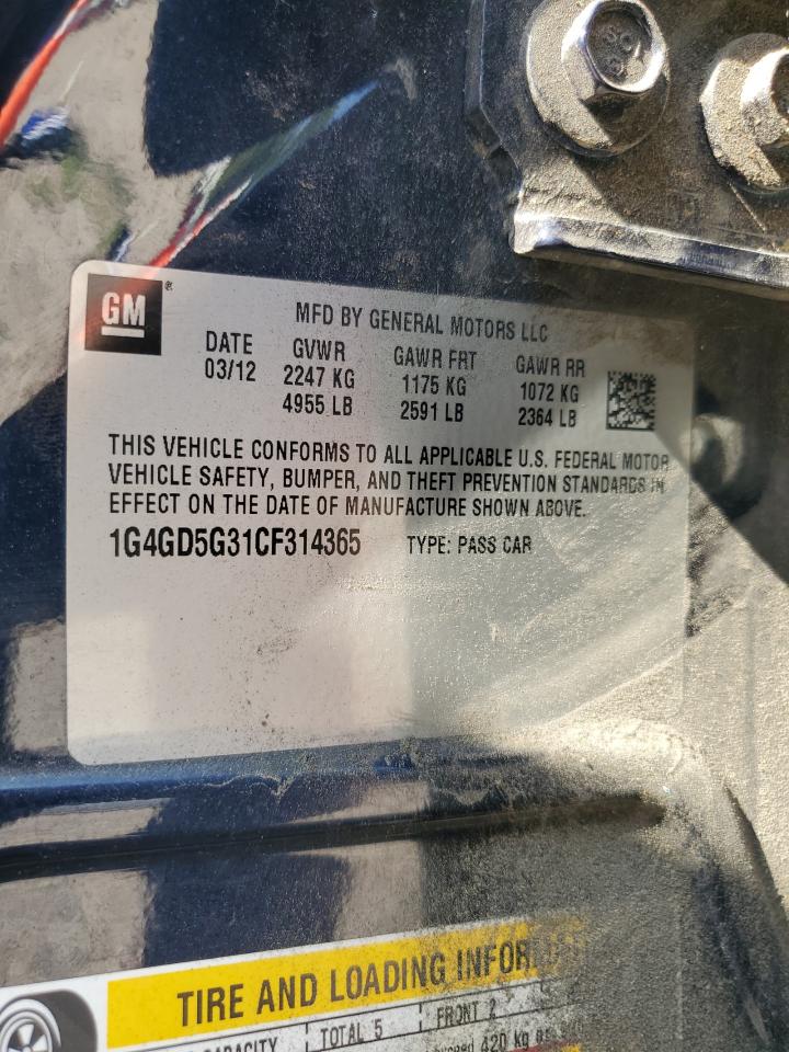 2012 Buick Lacrosse Premium VIN: 1G4GD5G31CF314365 Lot: 62789505