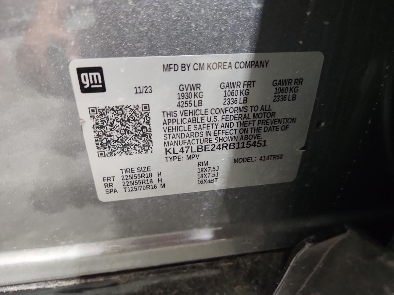 2024 Buick Envista Sport Touring VIN: KL47LBE24RB115451 Lot: 63037865