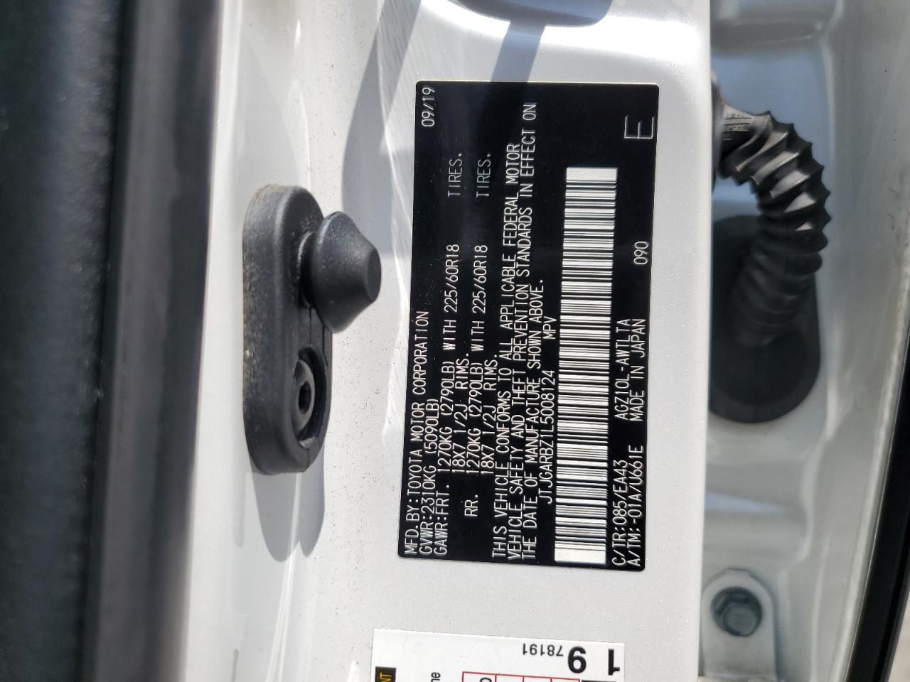 2020 Lexus Nx 300 VIN: JTJGARBZ1L5008124 Lot: 60742225