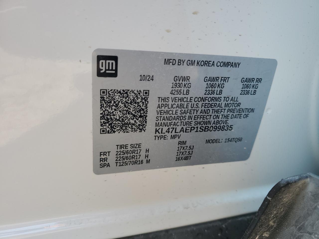 2025 Buick Envista Preferred VIN: KL47LAEP1SB099835 Lot: 59905335