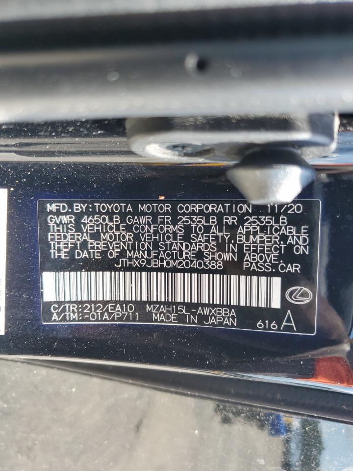 2021 Lexus Ux 250H VIN: JTHX9JBH0M2040388 Lot: 61162665