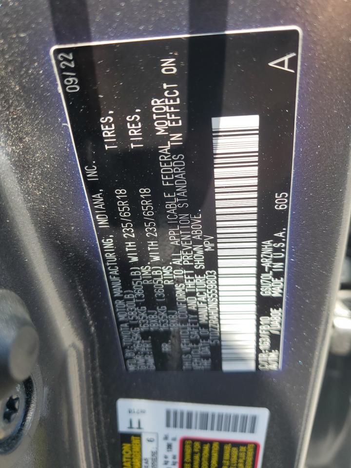 2022 Toyota Highlander L VIN: 5TDZZRAH0NS559803 Lot: 61270495