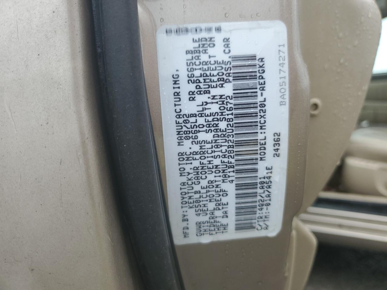2003 Toyota Avalon Xl VIN: 4T1BF28B23U281672 Lot: 60267165
