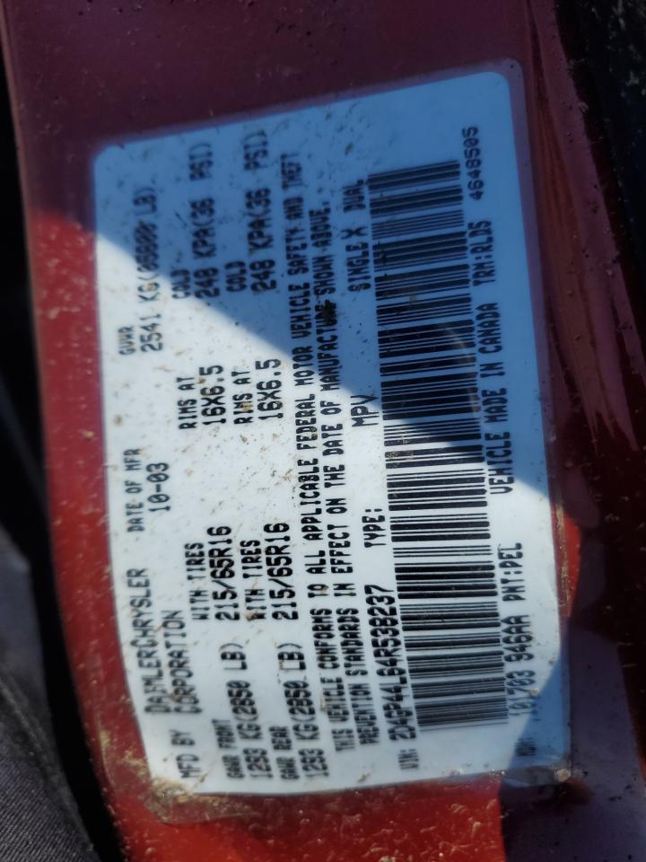 2004 Dodge Grand Caravan Sxt VIN: 2D4GP44L64R538237 Lot: 60810815