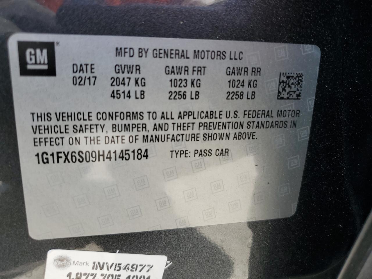 2017 Chevrolet Bolt Ev Premier VIN: 1G1FX6S09H4145184 Lot: 62604275