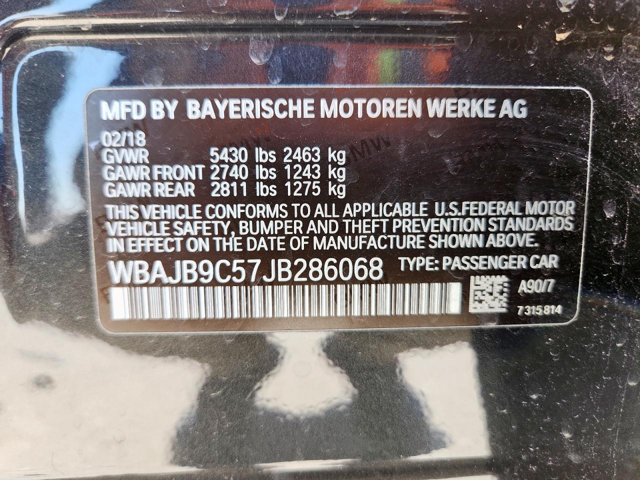 2018 BMW M550Xi VIN: WBAJB9C57JB286068 Lot: 60721875