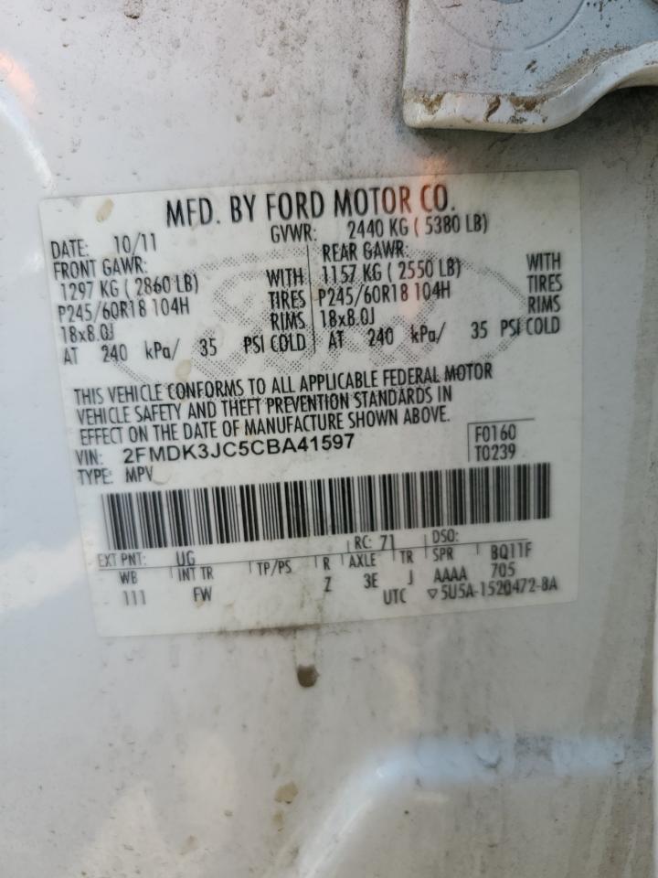 2012 Ford Edge Sel VIN: 2FMDK3JC5CBA415Y Lot: 86244975