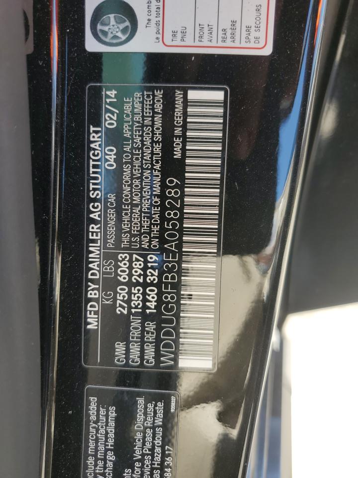 2014 Mercedes-Benz S 550 4Matic VIN: WDDUG8FB3EA058289 Lot: 62377735