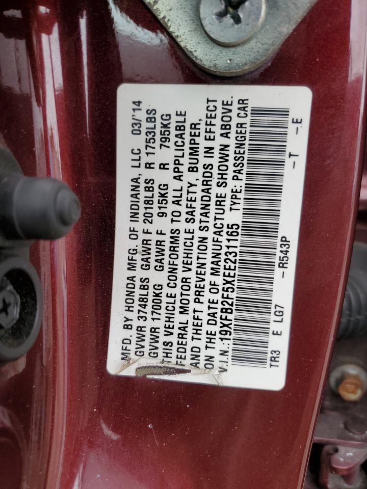 2014 Honda Civic Lx VIN: 19XFB2F5XEE231165 Lot: 59745305