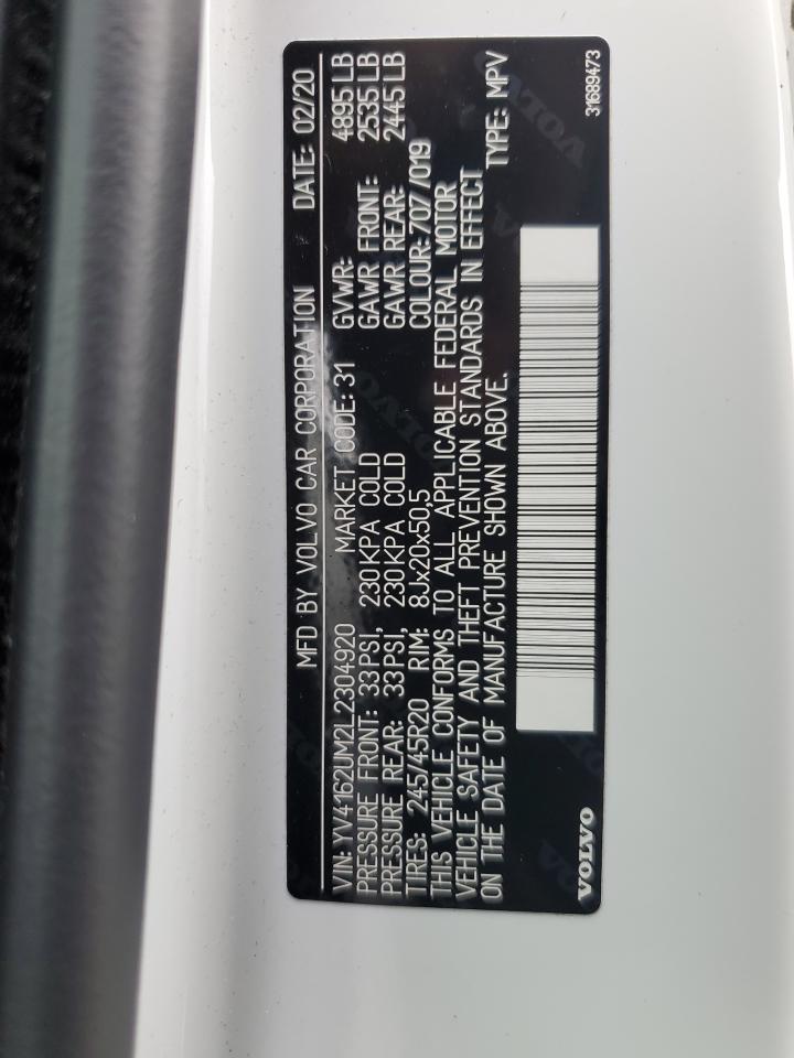 2020 Volvo Xc40 T5 R-Design VIN: YV4162UM2L2304920 Lot: 61303985