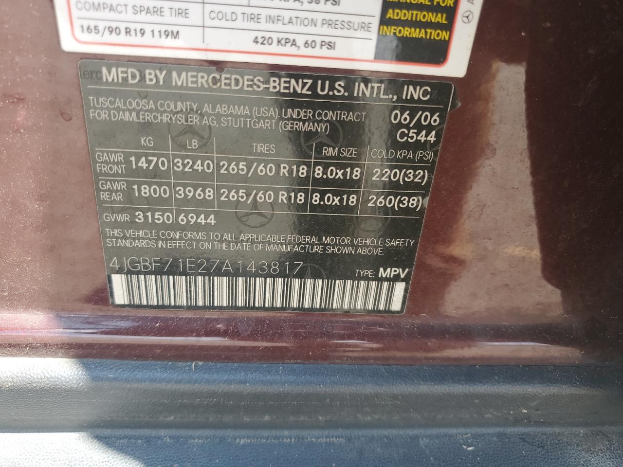 2007 Mercedes-Benz Gl 450 4Matic VIN: 4JGBF71E27A143817 Lot: 59822185