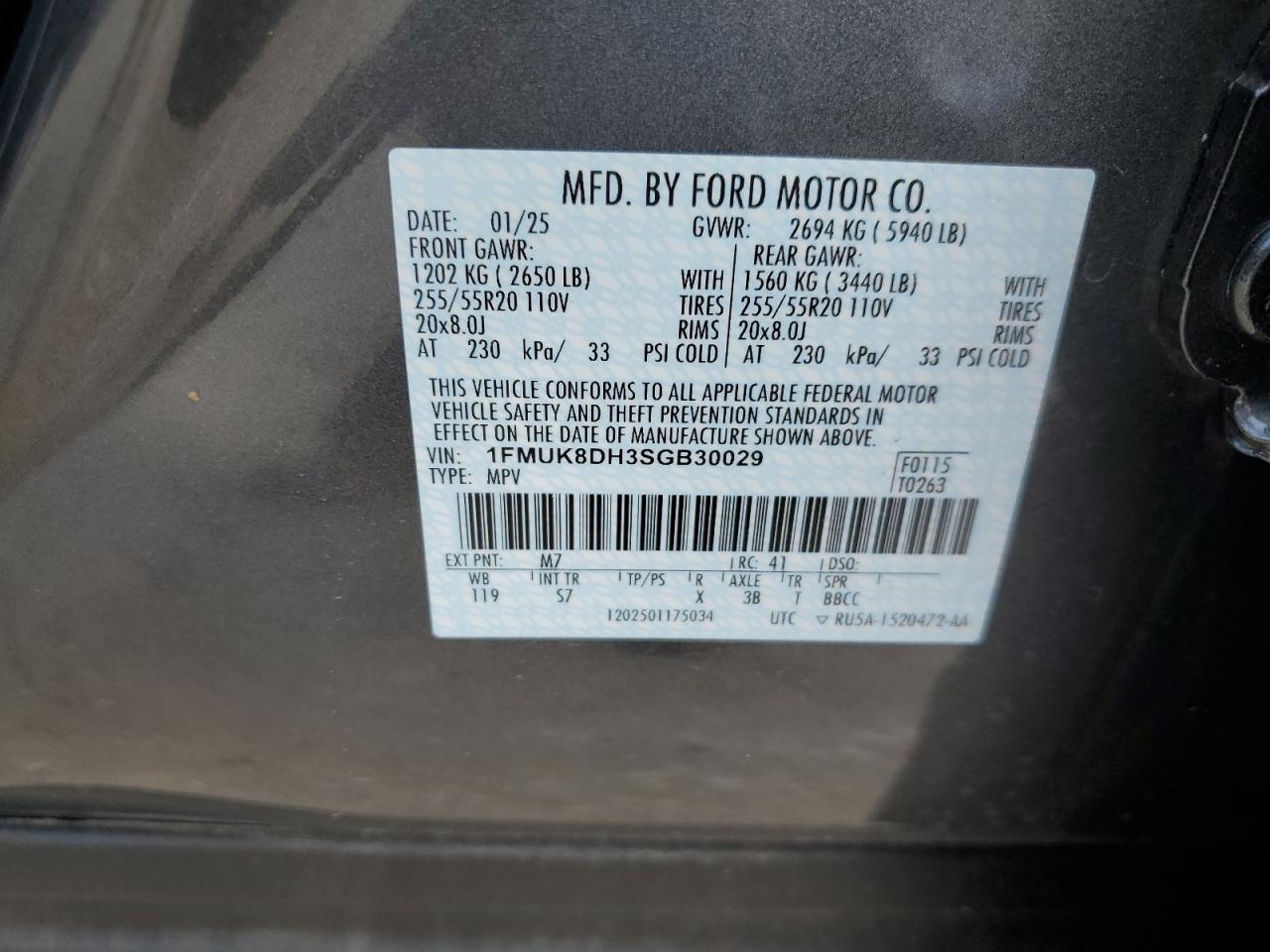 FORD EXPLORER A 2025 VIN 1FMUK8DH3SGB30029 фото 13