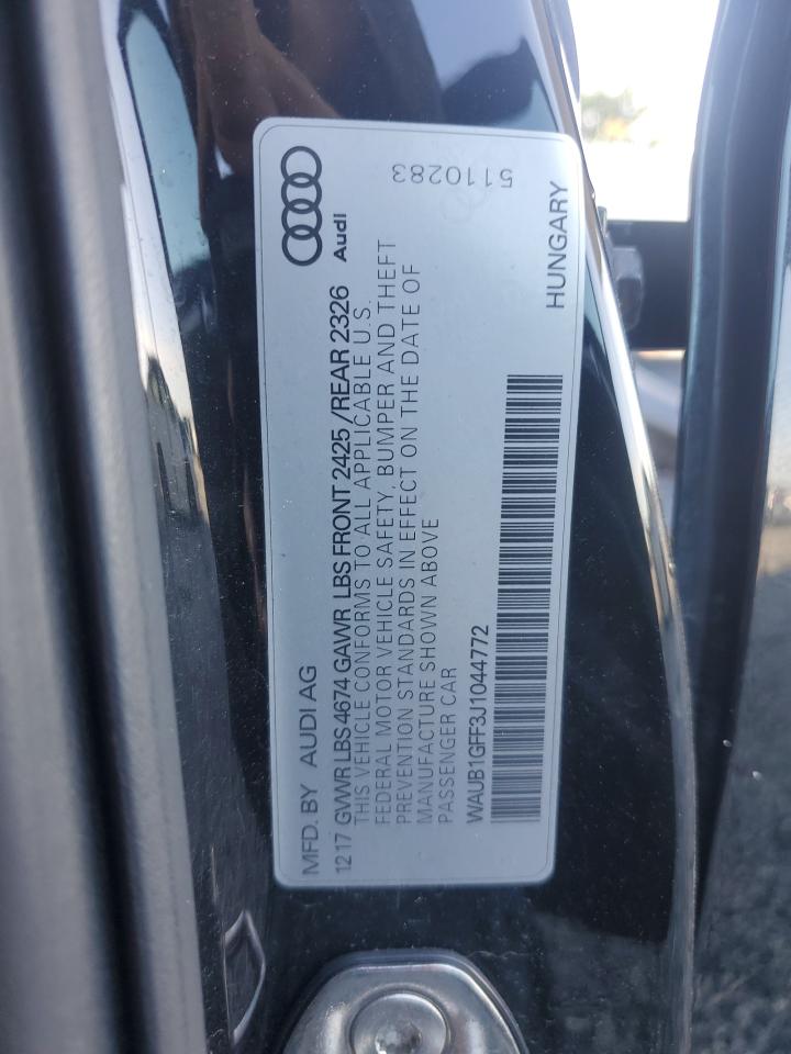 2018 Audi S3 Premium Plus VIN: WAUB1GFF3J1044772 Lot: 61108545