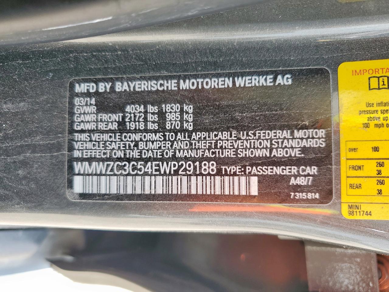 2014 Mini Cooper S Countryman VIN: WMWZC3C54EWP29188 Lot: 62279055