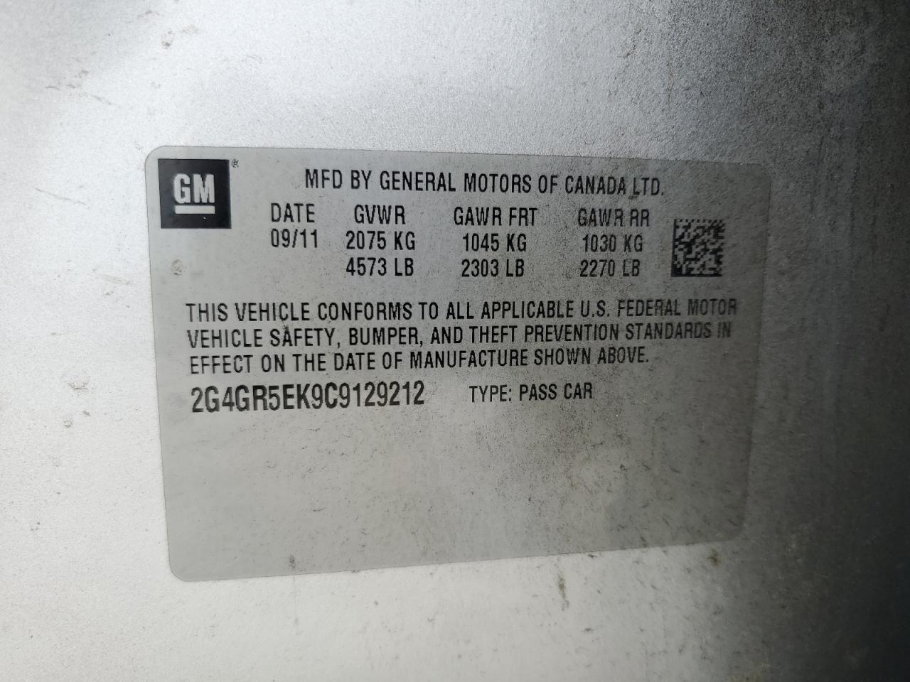 2012 Buick Regal VIN: 2G4GR5EK9C9129212 Lot: 62548975
