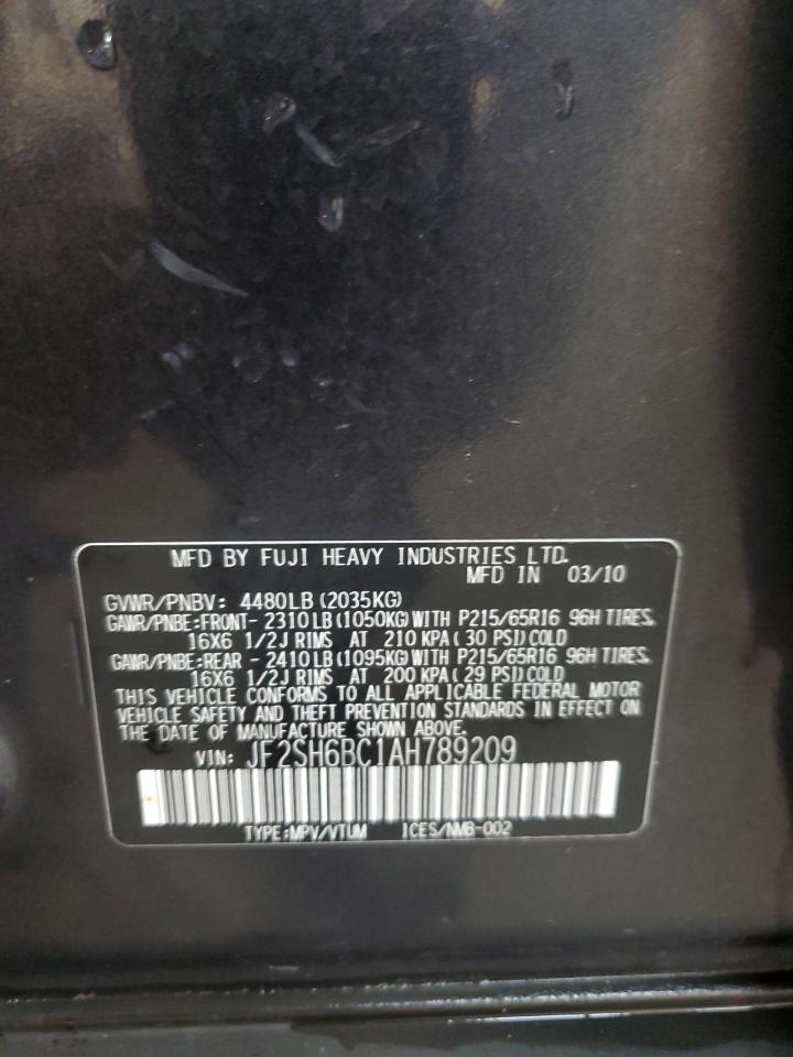 2010 Subaru Forester Xs VIN: JF2SH6BC1AH789209 Lot: 61476785
