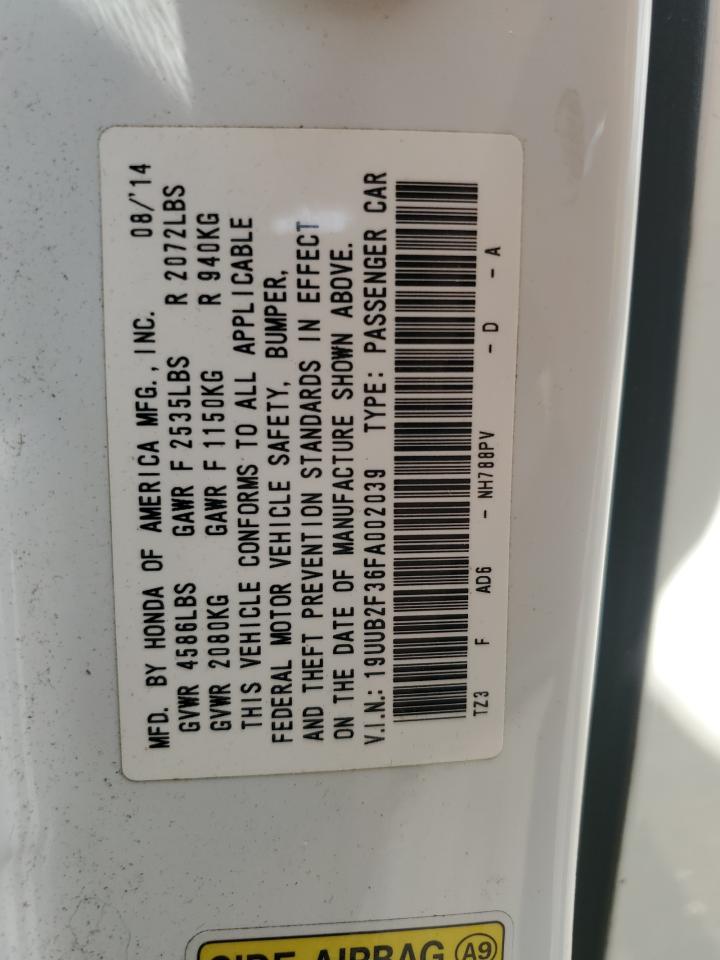 2015 Acura Tlx VIN: 19UUB2F36FA002039 Lot: 61819485