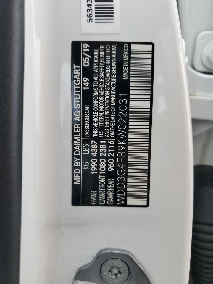 2019 Mercedes-Benz A 220 VIN: WDD3G4EB9KW022031 Lot: 59502425