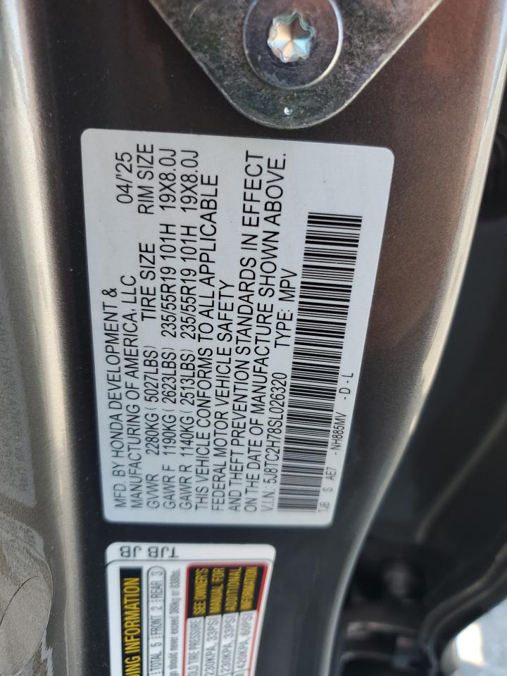 2025 Acura Rdx Advance VIN: 5J8TC2H78SL026320 Lot: 62587125