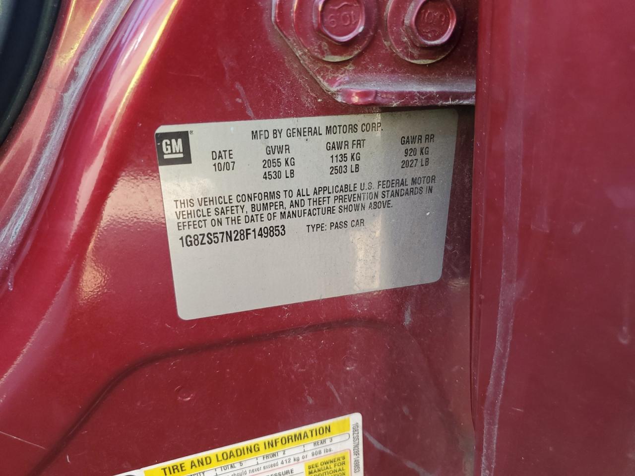 2008 Saturn Aura Xe VIN: 1G8ZS57N28F149853 Lot: 62372735