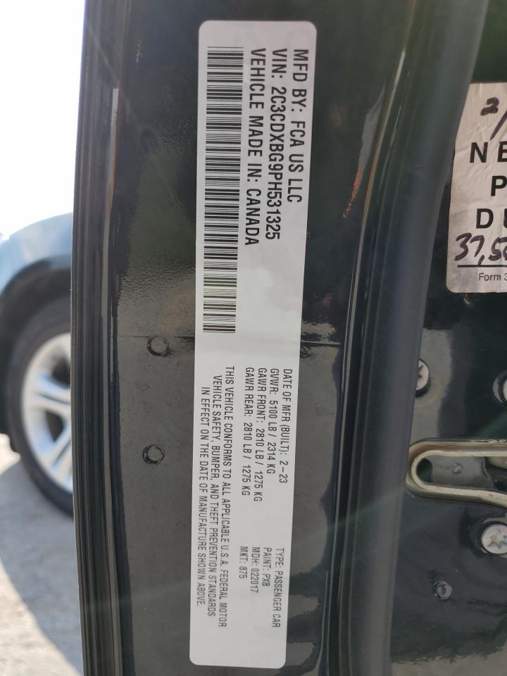 2023 Dodge Charger Sxt VIN: 2C3CDXBG9PH531325 Lot: 61741075